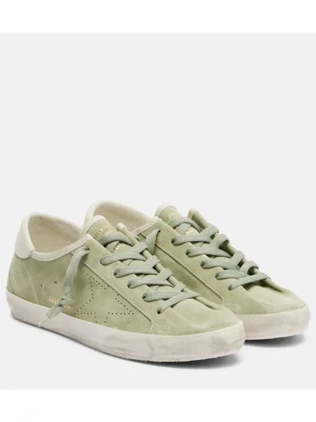 Sneakerși Golden Goose din piele de căprioară verde