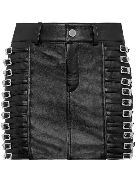 Fustă din piele Philipp Plein de cristal negru
