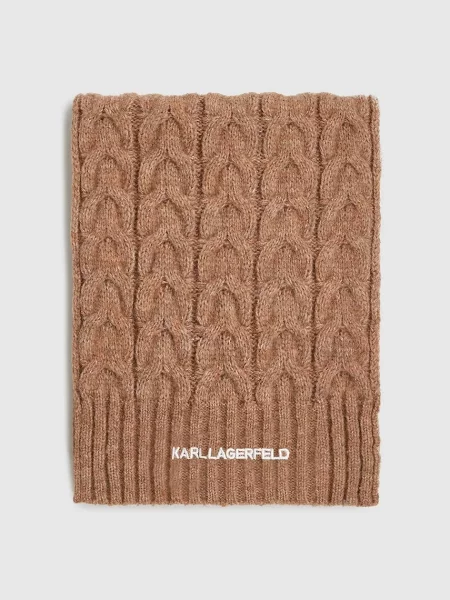 Шарф з домішкою вовни Karl Lagerfeld однотонний бежевий