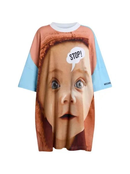 Rochie tip cămașă Moschino cu imagine albastru