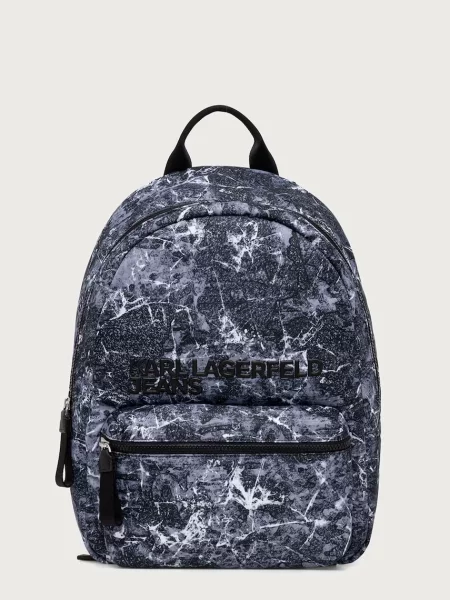 KARL LAGERFELD JEANS Rucsac / negru / alb gri