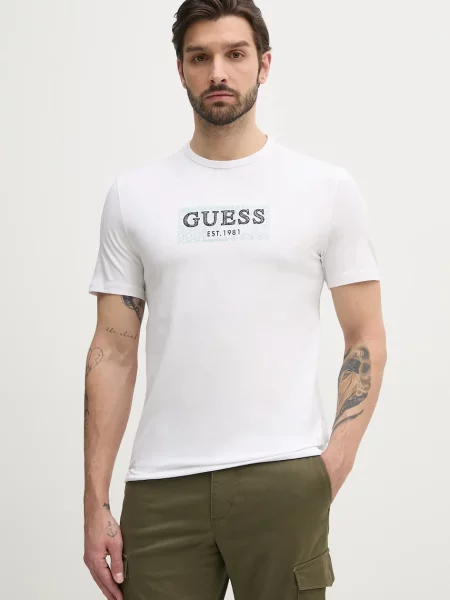 Тениска Guess с апликация бяло
