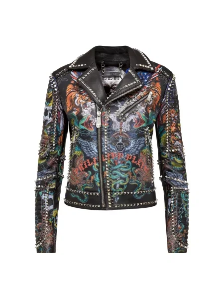 Kurtka skórzana Philipp Plein czarna