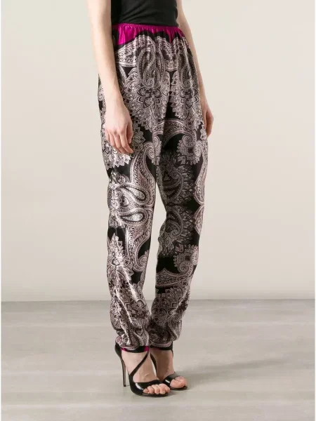 Pantaloni Lanvin cu imagine cu model paisley negru