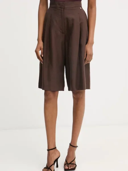 Liu Jo bermudy z dodatkiem lnu brązowe