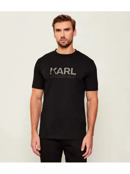 Karl Lagerfeld Tricou cu adaos de lână negru