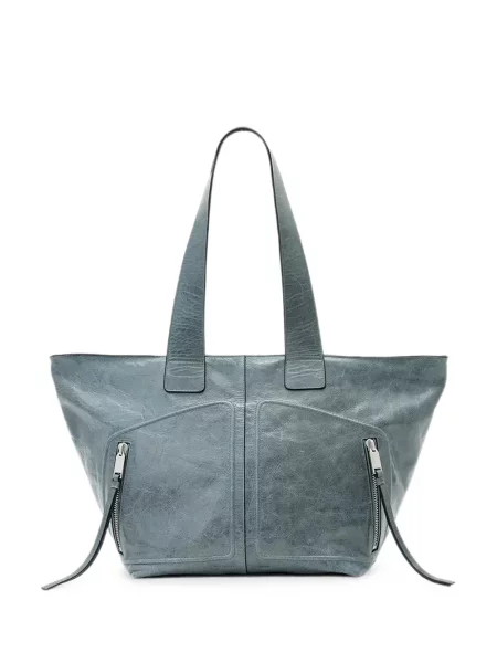 Geantă shopper Allsaints din piele albastru