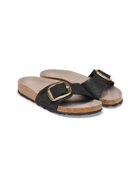 Birkenstock Șlapi Madrid Big Buckle | piele întoarsă | narrow fit negru
