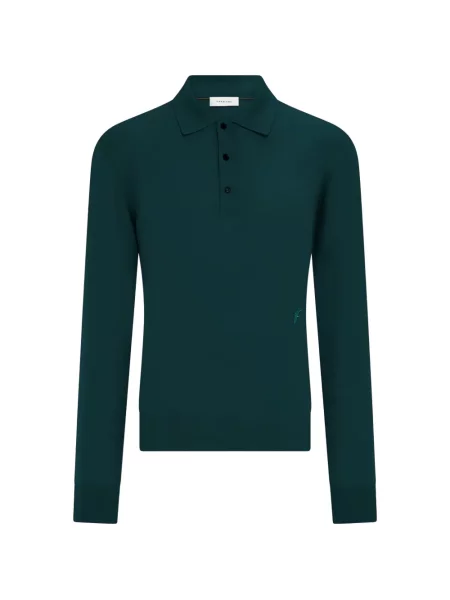 Lung tricou polo Ferragamo de lână verde