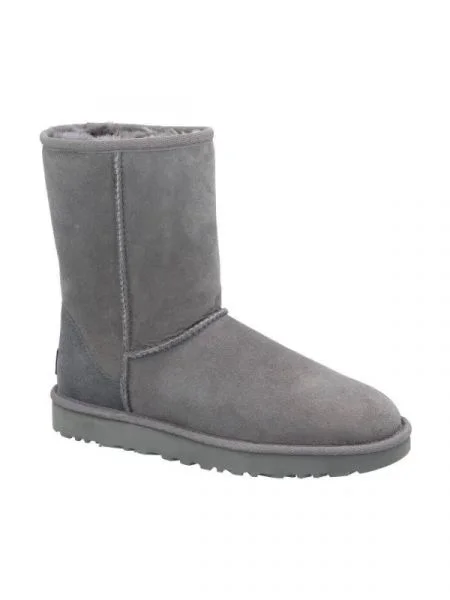 UGG De piele bocanci W Classic Short II cu adaos de lână gri