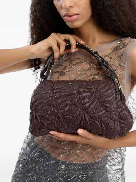Matlasat geantă shopper Munthe din piele maro