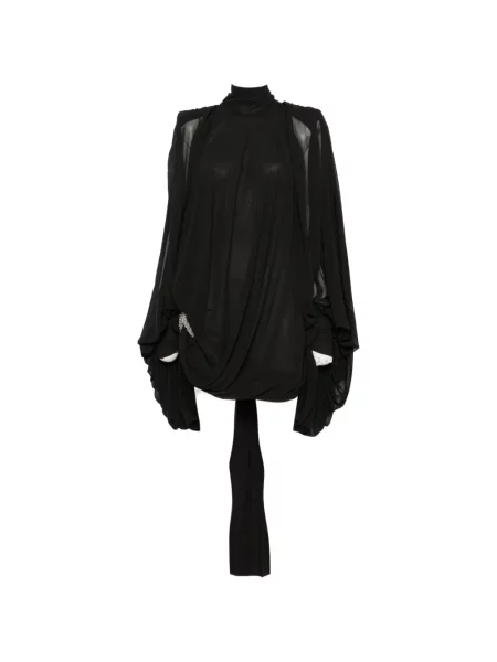 Rochie mini Amen drapată cu mărgele negru