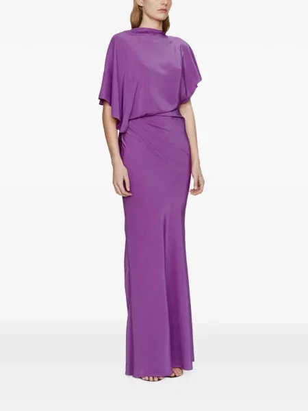 Rochie maxi Christopher Esber drapată cu spatele deschis violet