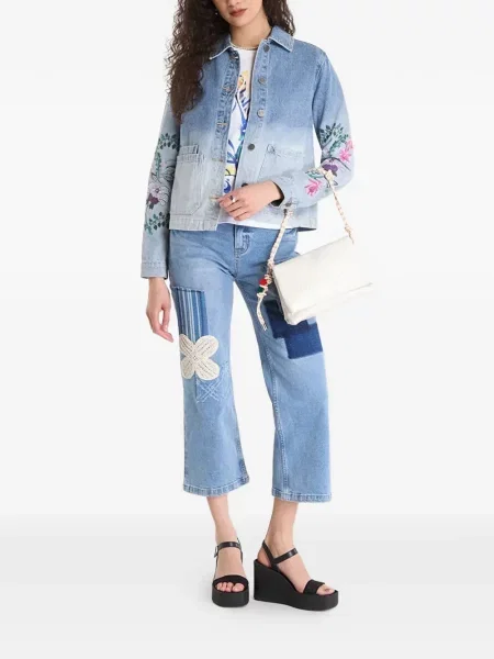 Geacă de blugi Desigual cu model floral albastru