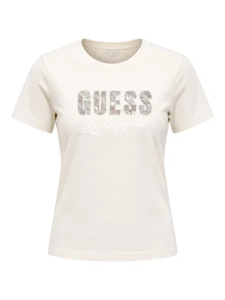 Tricou Guess cu model piele de șarpe bej