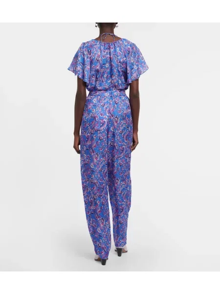 Pantaloni Isabel Marant de mătase cu imagine