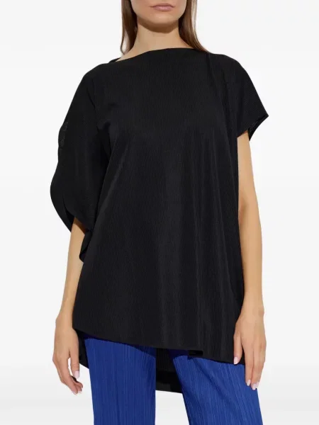 Top Pleats Please Issey Miyake cu volane negru