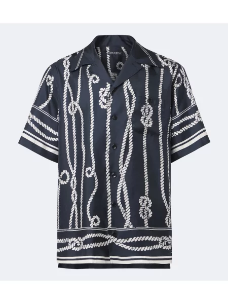 Cămașă Dolce&gabbana de mătase cu imagine albastru
