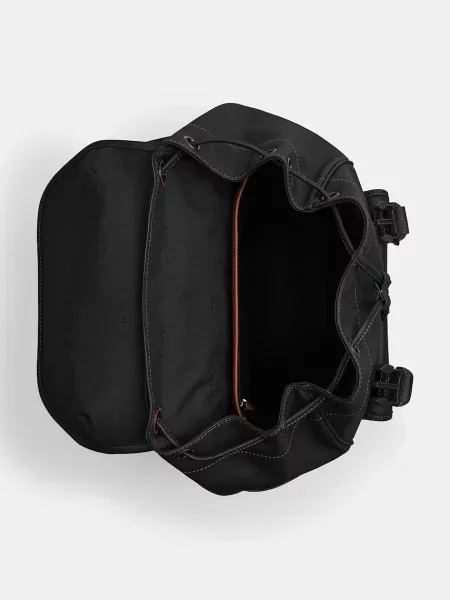 Кожаный однотонный большой рюкзак Coach черный