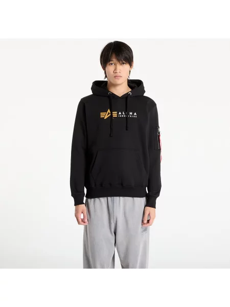 Sweatshirt Alpha Industries Alpha Label Hoodie Black L črna