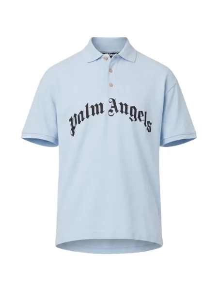 Tricou polo Palm Angels cu autograf albastru