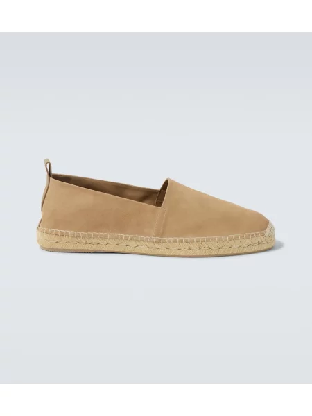 Espadrile Ralph Lauren Purple Label din piele de căprioară bej