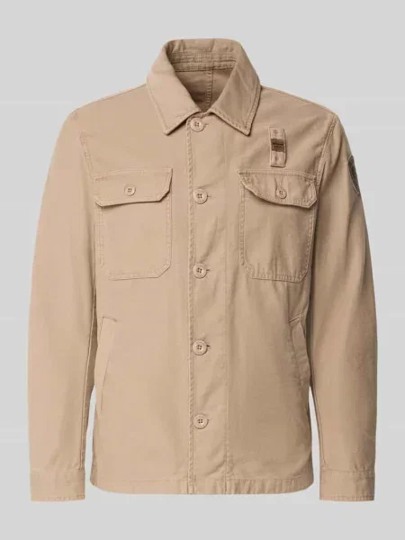 Kurtka koszulowa o kroju regular fit z na piersi model Goodale' Blauer beżowa