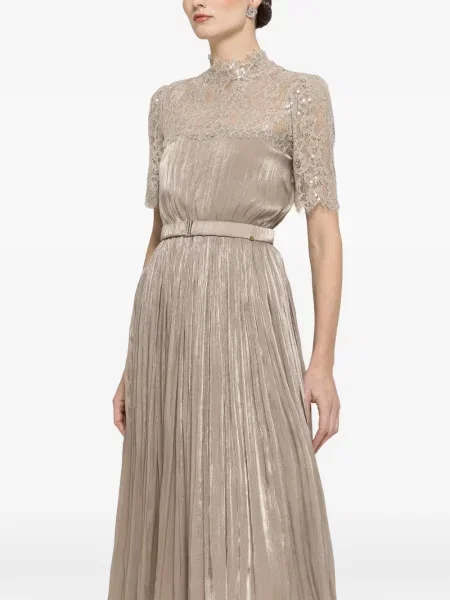 Rochie midi Nissa plisată din dantelă de costum