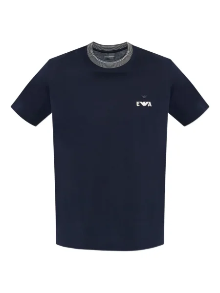 Gulerat tricou Emporio Armani cu autograf albastru