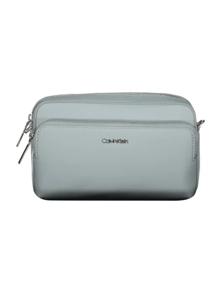 Lniana torebka crossbody Calvin Klein niebieska