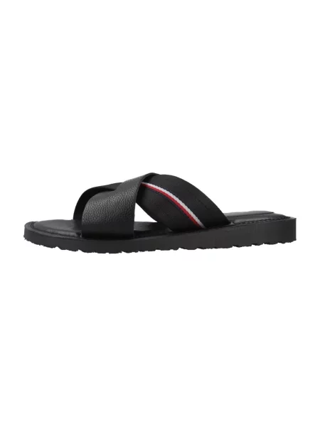 Tommy Hilfiger De piele șlapi CORE HILFIGER LTH CRISS C negru