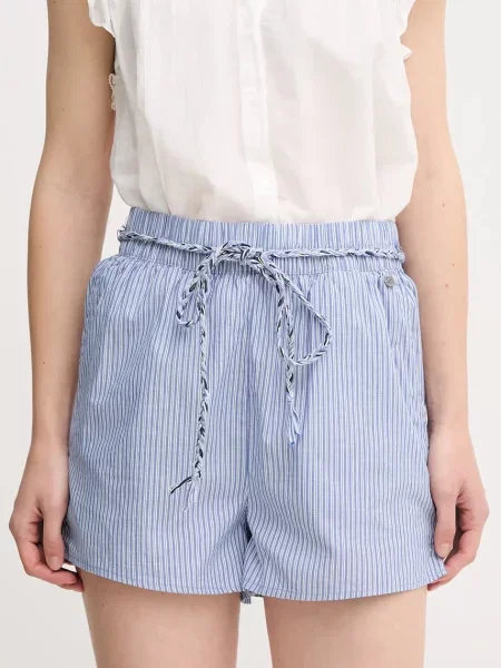 Pepe Jeans szorty DONOVAN wzorzyste high waist niebieski