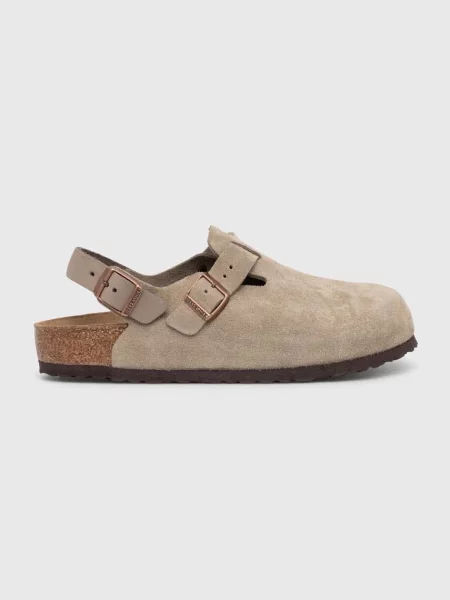 Birkenstock papuci din piele Tokio barbati bej