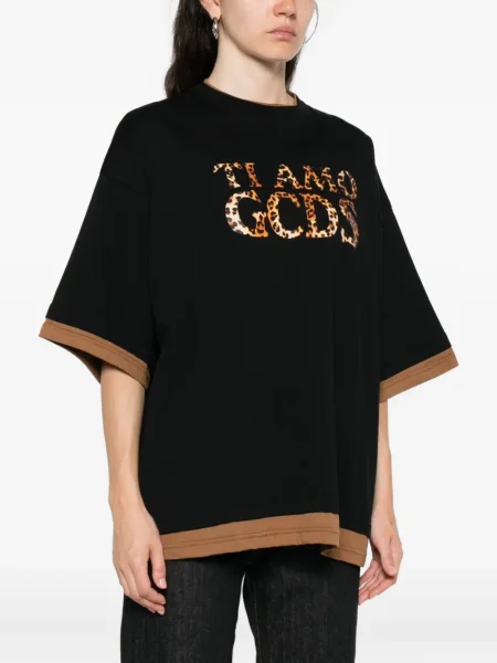 Tricou Gcds cu imagine cu model leopard negru