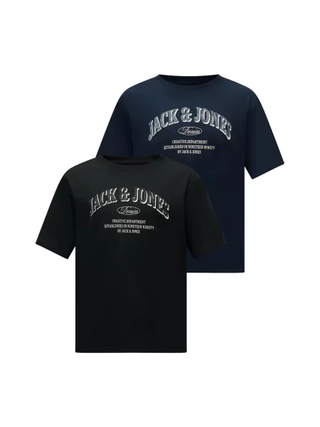 JACK & JONES Tricou JJEDENVER bleumarin / albastru deschis / negru alb