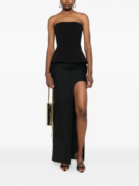 Top Jean Paul Gaultier tip corset fără bretele negru