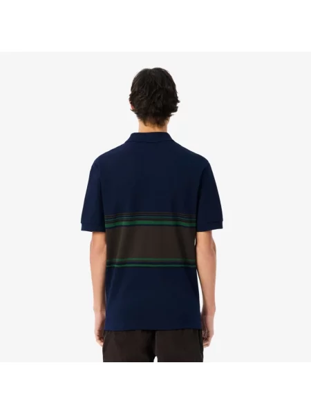 Koszulka polo Lacoste z krótkim rękawem z kołnierzem niebieska