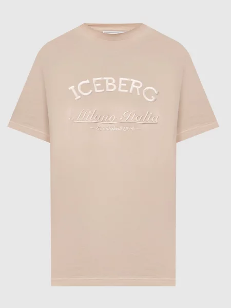 Футболка з вишивкою логотипа Iceberg бежева