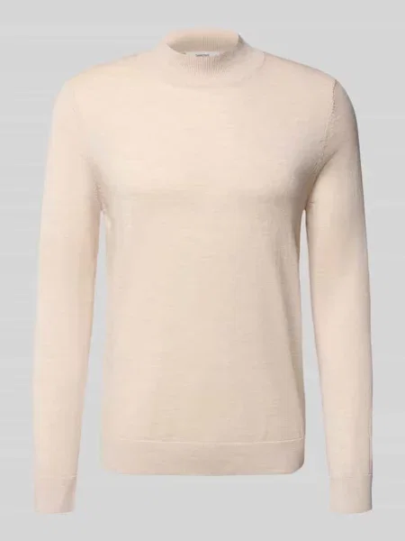 Sweter z dzianiny o kroju regular fit z czystej wełny model ‘TRAY’ Selected Homme biały