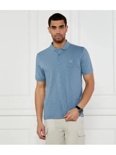BOSS ORANGE Polo Pe_linenlogo | | cu adaos de in albastru