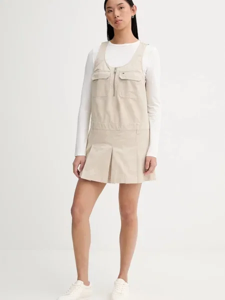 Tommy Jeans sukienka mini rozkloszowana beżowy