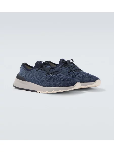 Sneakerși Brunello Cucinelli tricotate albastru