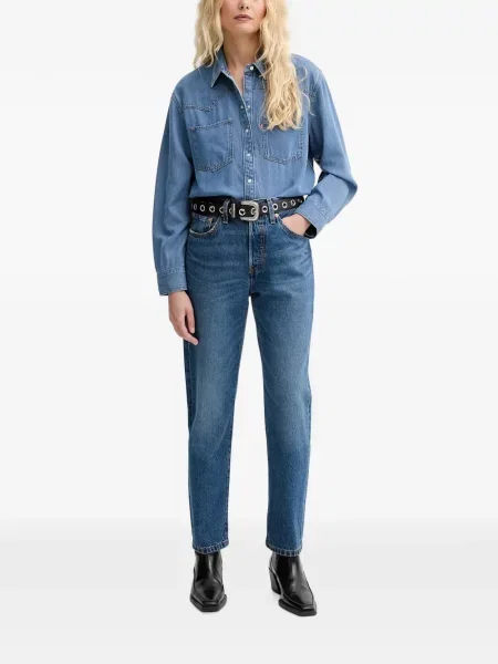 Curea Levi's® cu broderie cu cataramă cu dungi albastru
