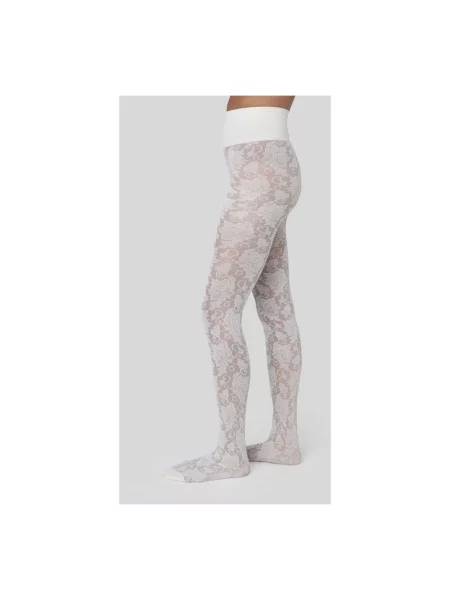 Rajstopy Swedish Stockings koronkowe białe