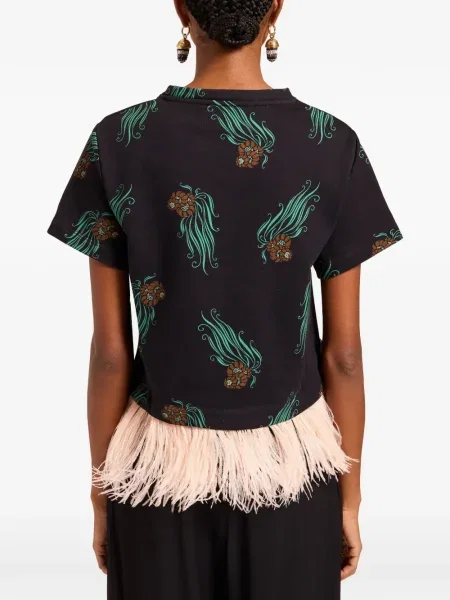 Tricou La Doublej cu model floral negru