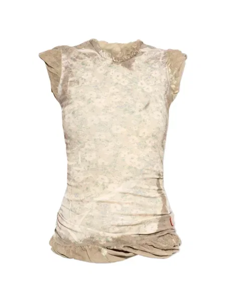 Top Diesel cu model floral cu imagine verde