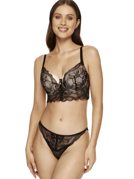 Biustonosz Gorteks koronkowy brązowy