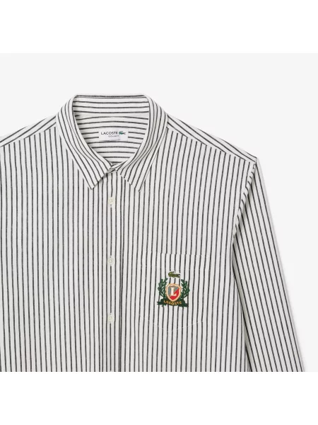 Lacoste Koszula W Paski Regular Fit biała