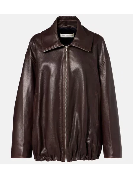 Kožená bunda Nour Hammour hnedá