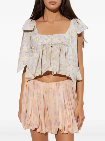 Top Chloé cu funde cu model floral